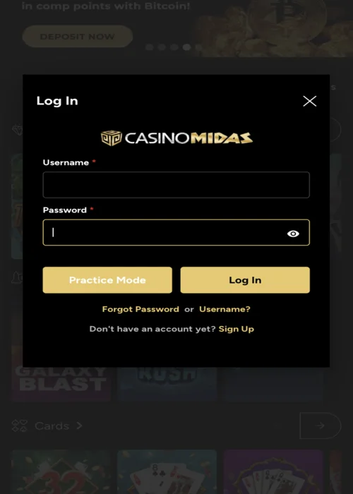 Login Rápido Midas Casino